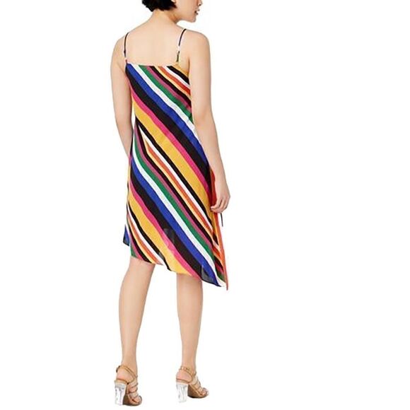NWT Bar III Boho Sunset Rainbow Shine Asymmetric A Line Dress Size Small - Picture 2 of 8